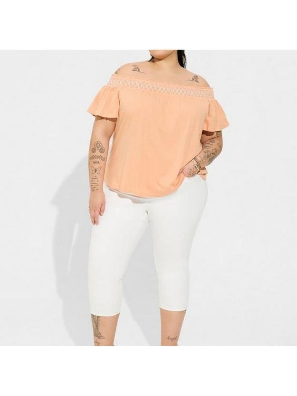 1X - Torrid | Cotton Modal Jersey Off Shoulder Smocked Yoke Top